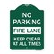 Signmission No Parking Fire Lane Keep Clear All Times, Green & White Aluminum Sign, 18" x 24", GW-1824-23620 A-DES-GW-1824-23620 - alternate 1